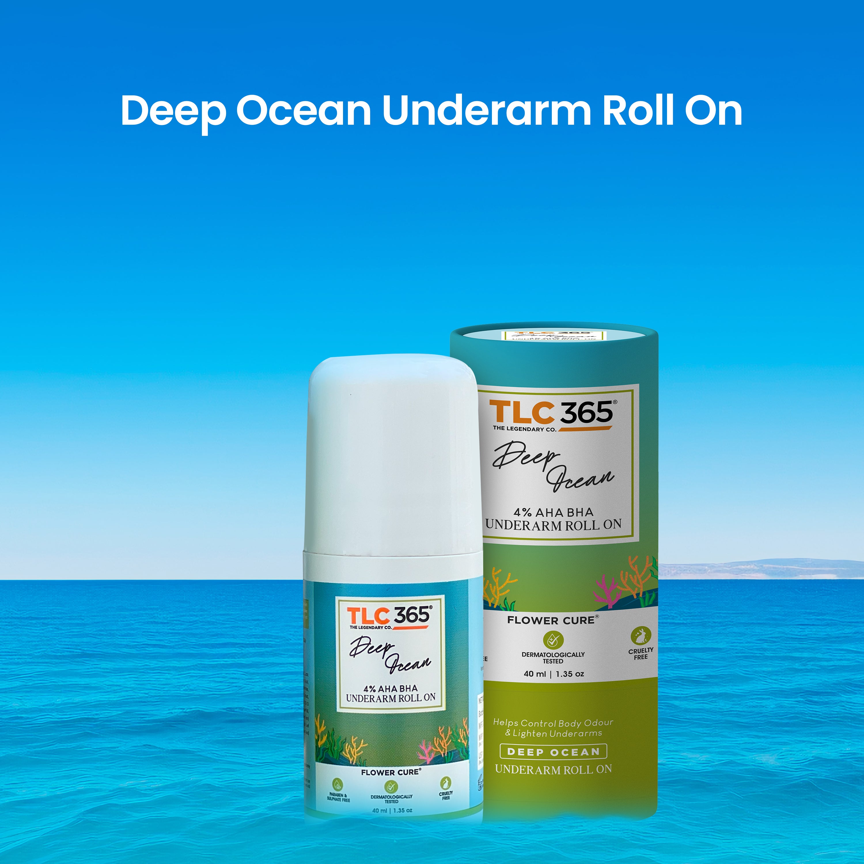 Deep Ocean + Lush Meadow Underarm Roll On | 4 % AHA BHA