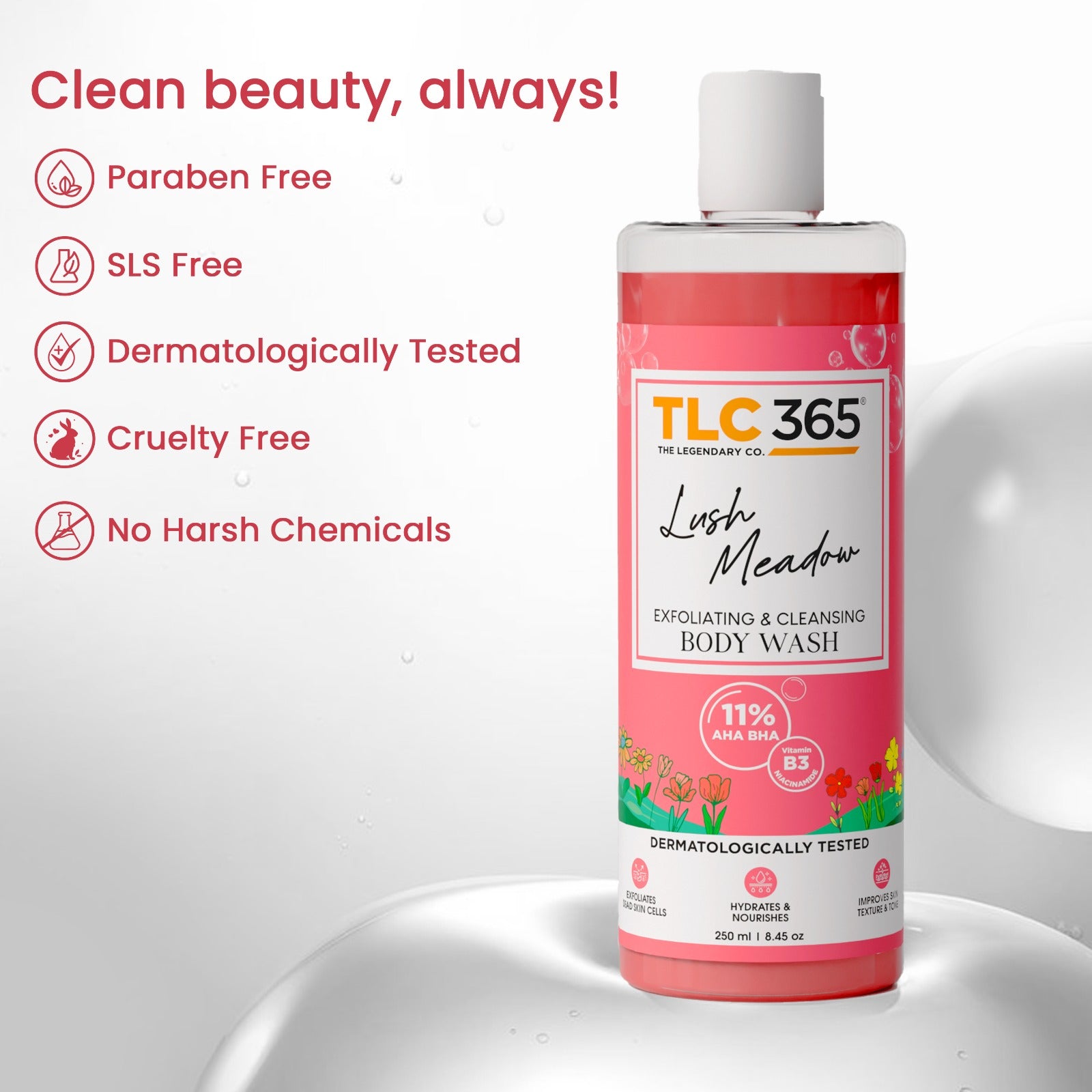 TLC365 Lush Meadow Exfoliating & Cleansing Body Wash