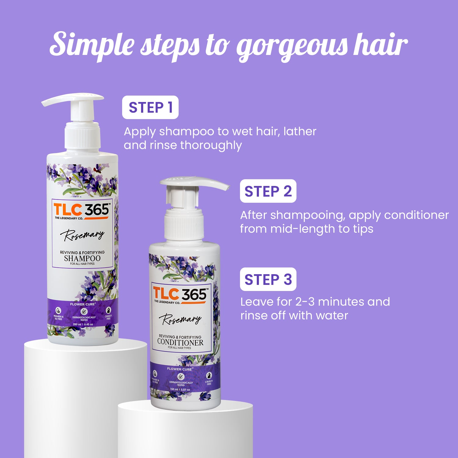 TLC365 Rosemary Shampoo 250 ml + Rosemary Conditioner 150 ml