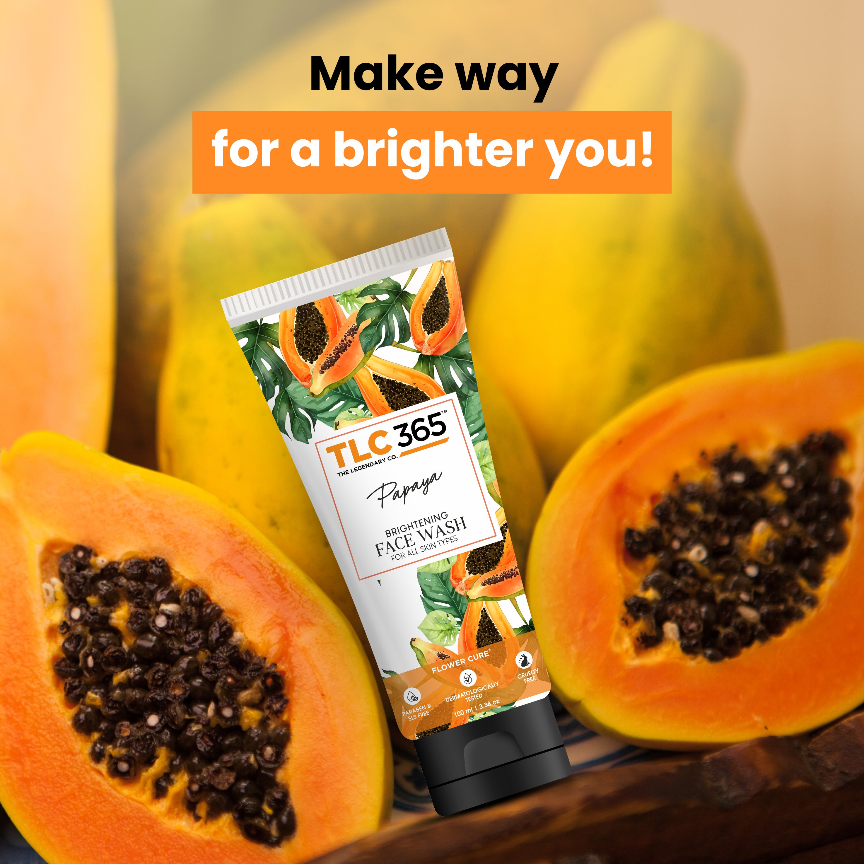 Papaya Brightening Face Wash with Vitamin E and Green Tea for Dark Spot Reduction