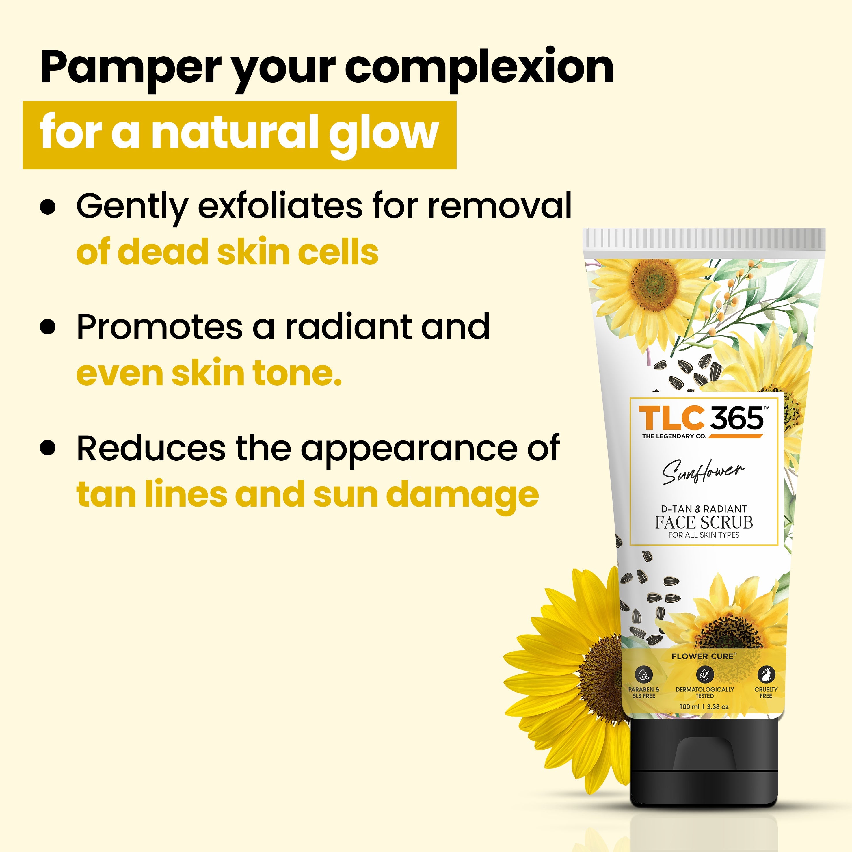 Sunflower D-Tan Combo Face Wash & Scrub - Effortless Tan Removal, Gentle Exfoliation