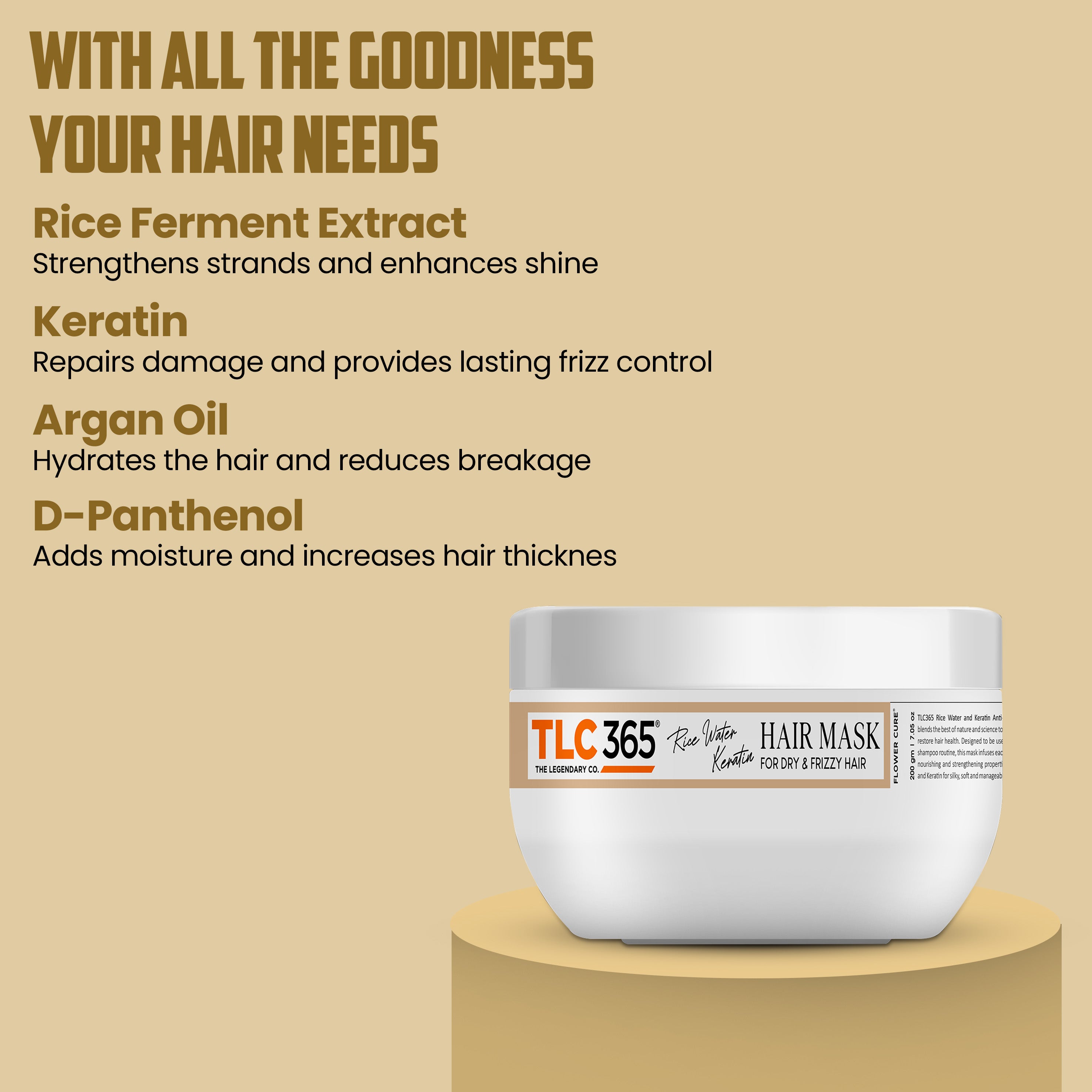 TLC365 Rice Water and Keratin Hair Mask 200gm