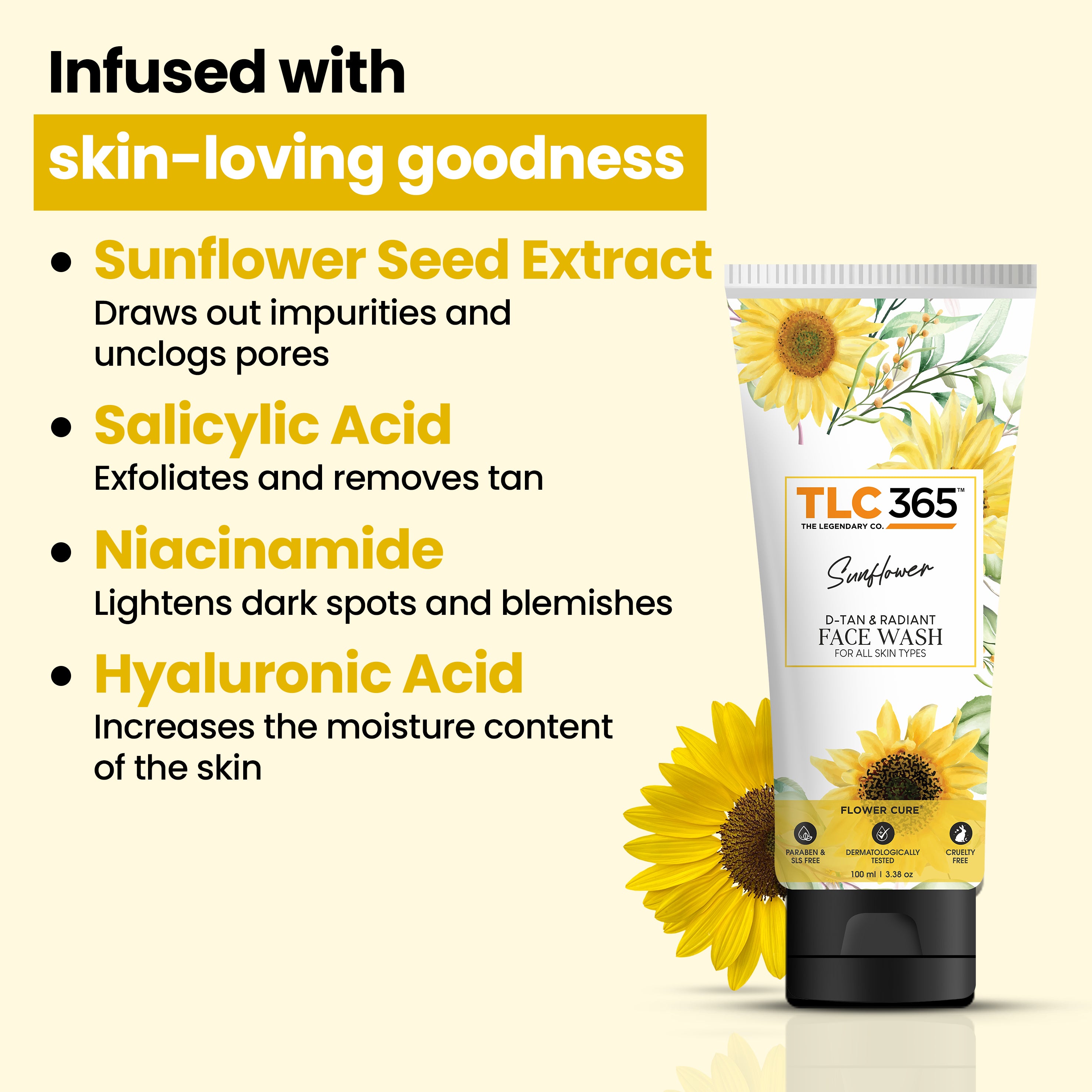 Sunflower D-Tan Combo Face Wash & Scrub - Effortless Tan Removal, Gentle Exfoliation