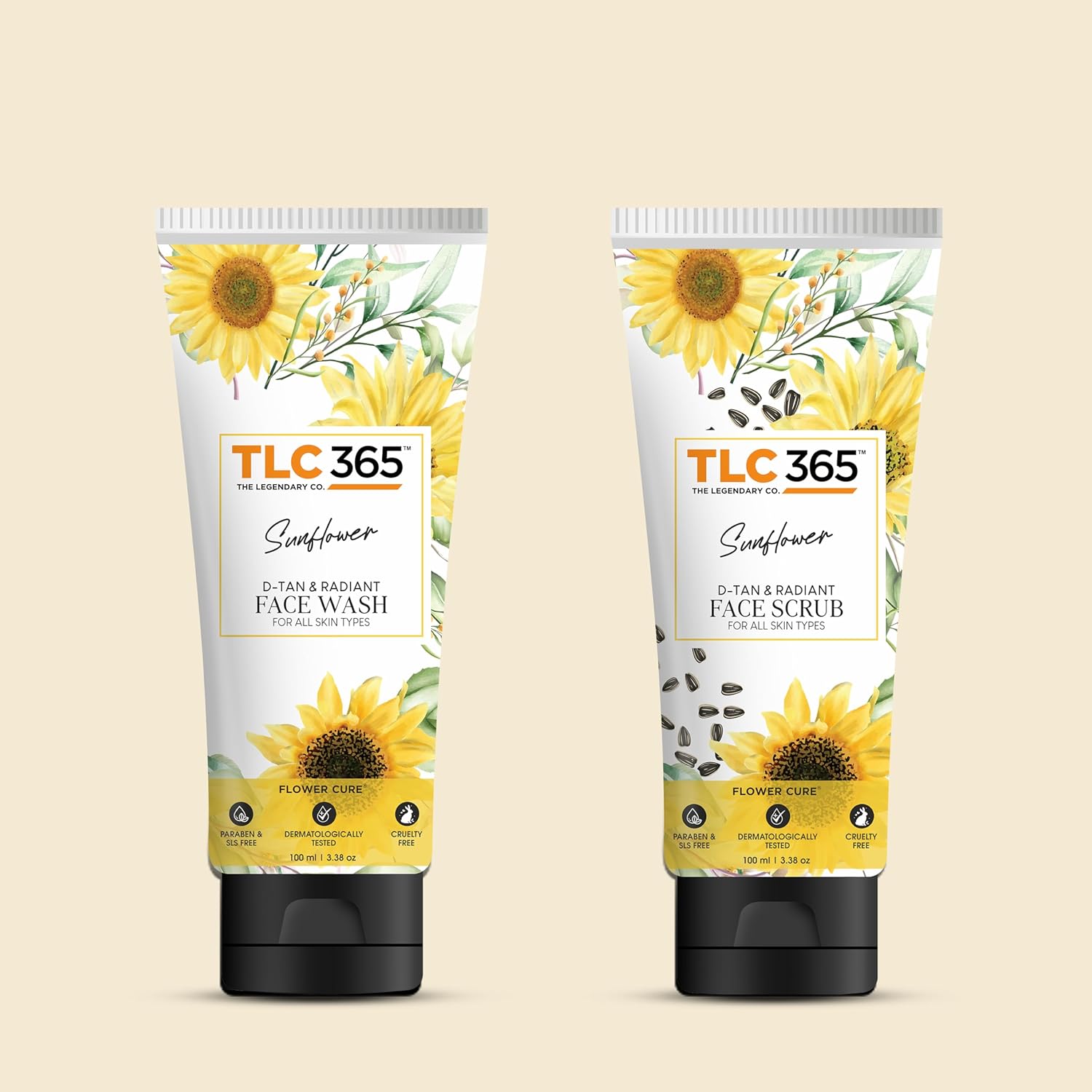 Sunflower D-Tan Combo Face Wash & Scrub - Effortless Tan Removal, Gentle Exfoliation