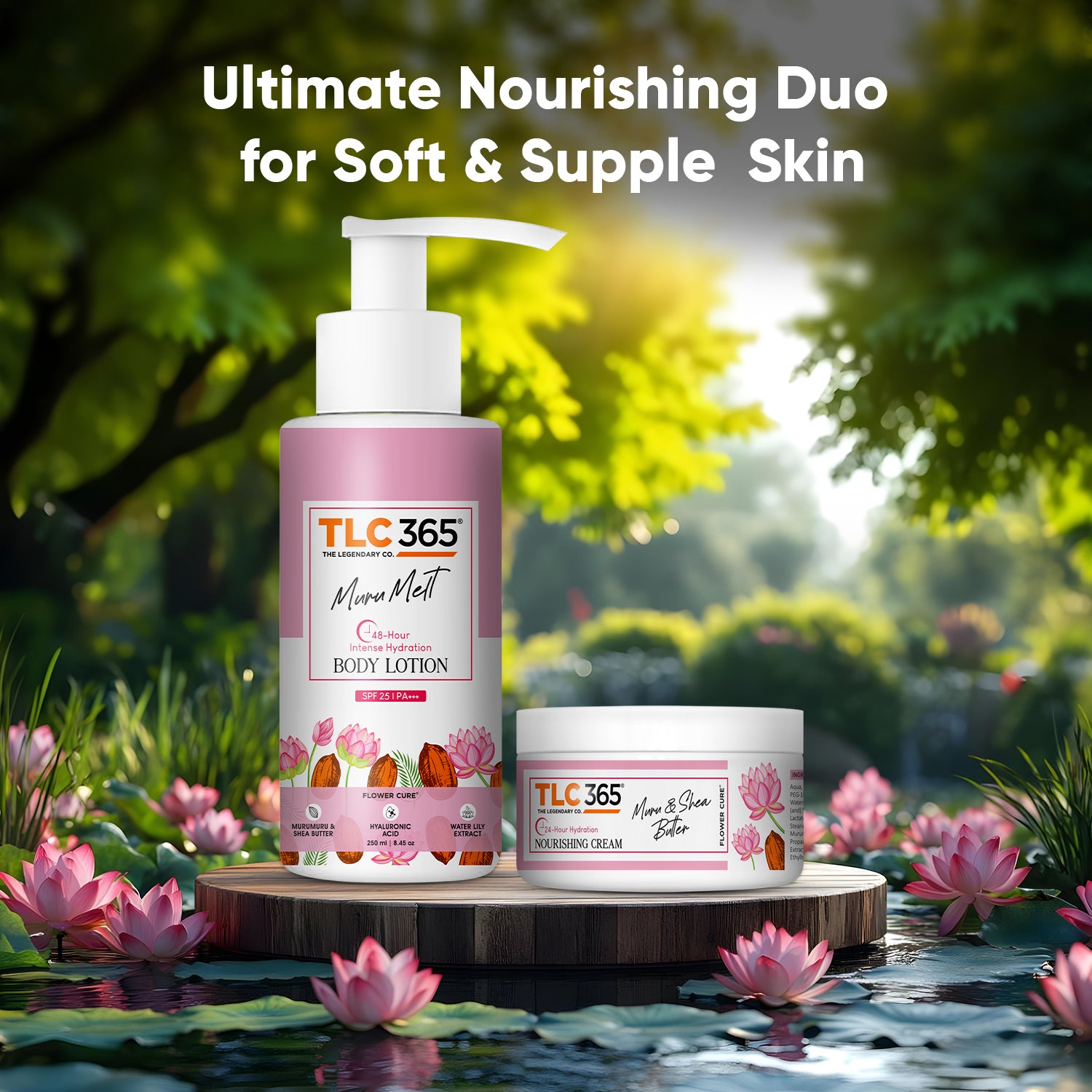 TLC365 Muru & Shea Butter Moisturising Cream & Muru Melt Body Lotion SPF25 PA+++ Combo (Cream+Lotion)