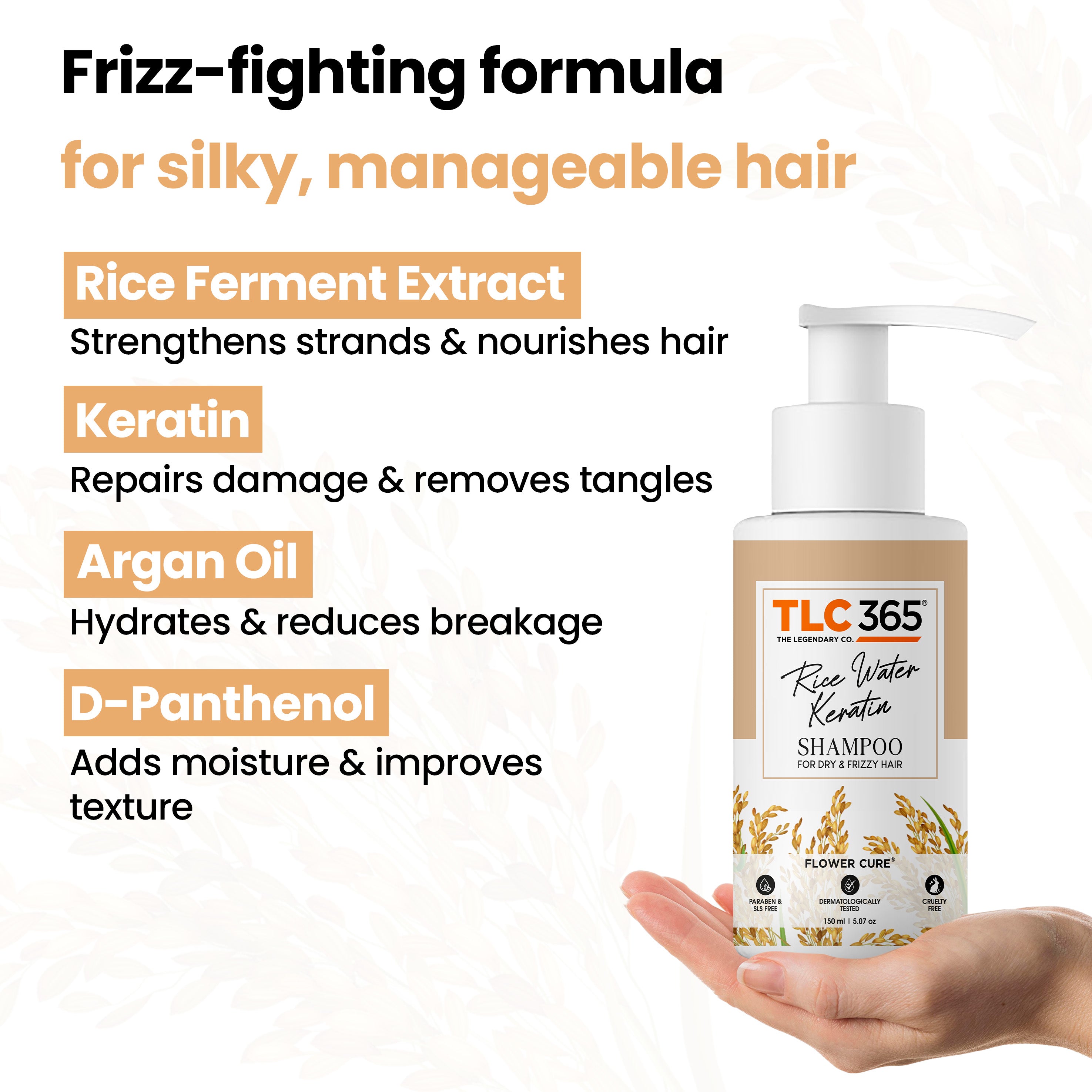 TLC365 Rice Water & Keratin Anti Frizz Shampoo